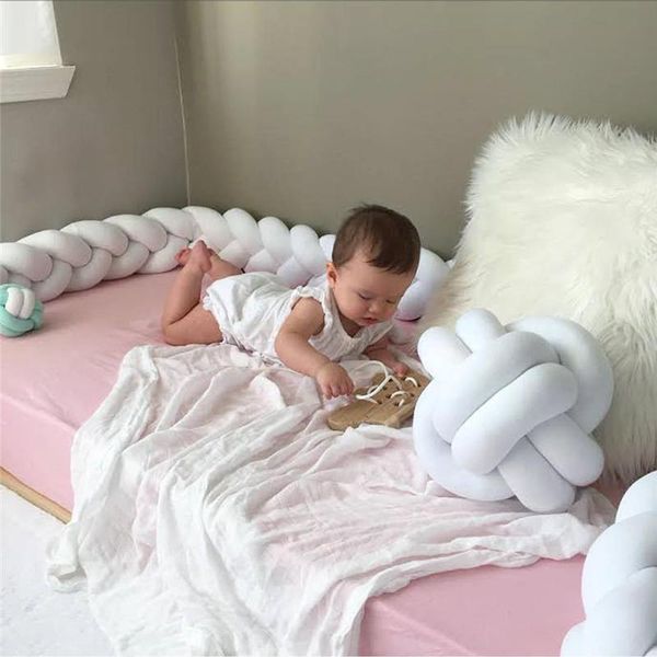 

cushion/decorative pillow 1m/2m/3m length born baby bed bumper pure weaving plush knot crib kids cot protector room decor