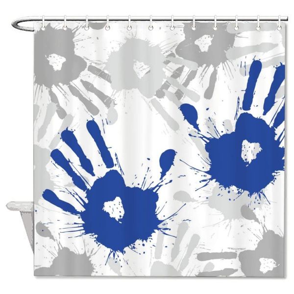 

halloween,handprint fabric shower curtain set,blue grey polyester shower curtain liner with hooks waterproof washable home decor