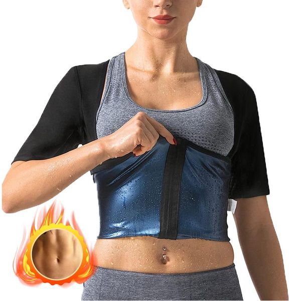 

women's shapers sauna suit body shapewear women corset weight loss slimming shirt waist trainer sweat heat trapping workout shaper, Black;white
