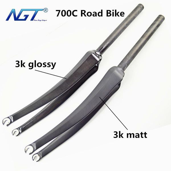 

bike forks carbon fork road front bicycle 1-1/8 700c super light weight 360g 3k glossy/macycling parts ngt design