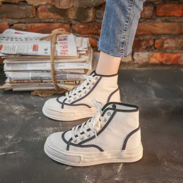 

lace-up thick platform chunky sole sneakers comfortable casual sports walking running shoes students youth fashion women's shoes y0907, Black