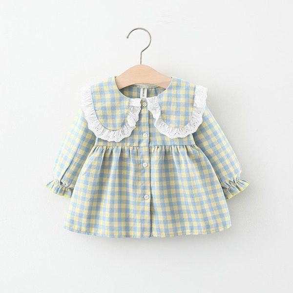 

baby girl dress autumn girls clothes casual plaid princess cotton kids doll collar girl's dresses, Red;yellow