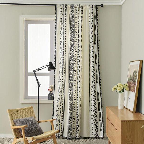 

bohemian tassel cotton linen curtain country style window hanging blackout for living room easy drape dector & drapes