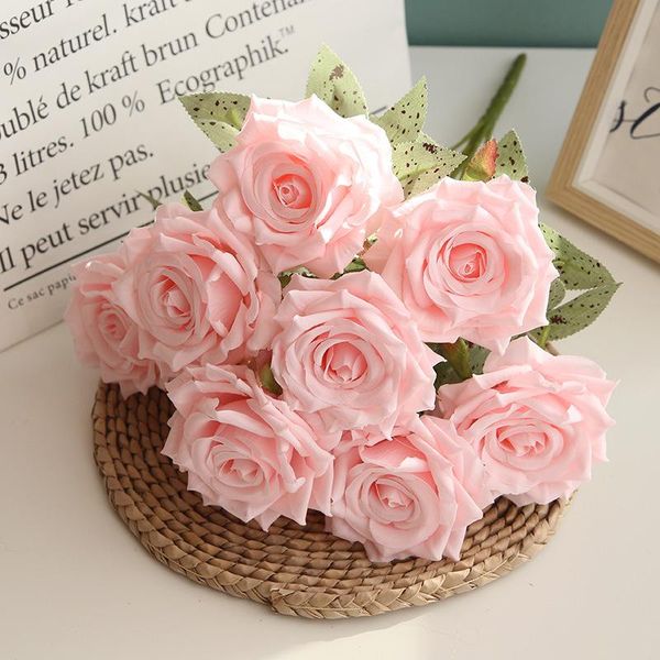 

decorative flowers & wreaths artificial rose plants leaves plastic pole silk fake wall decoration autumn bouquet mousse peony flower