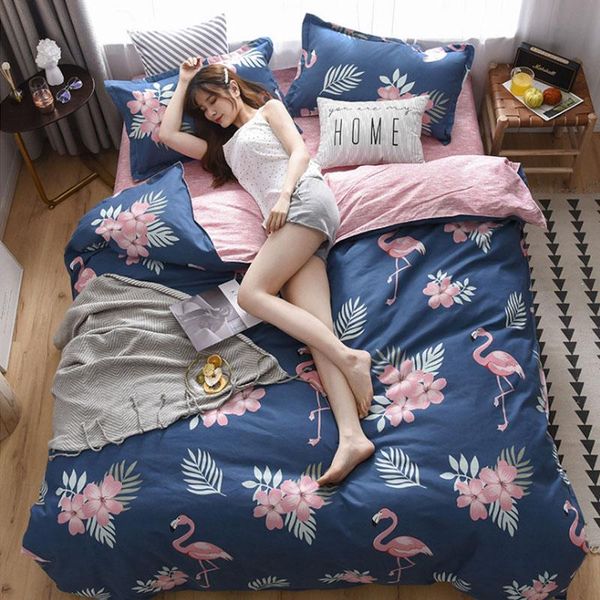 

bedding sets 3pcs/4pcs home textiles bed plant cashmere brushed cartoon linen quilt cover animal pattern