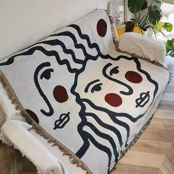 

simple knitted sofa blanket wall decoration tapestry bedspread carpet outdoor camping dormitory nap home yoga blankets