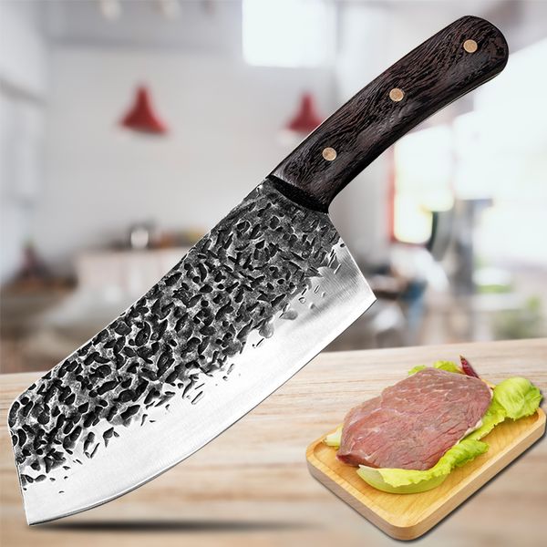 

hand forged hammer pattern kitchen knife chinese stye kitchen 5cr15 stainess stee chop and sice knife sharp kitchen knife