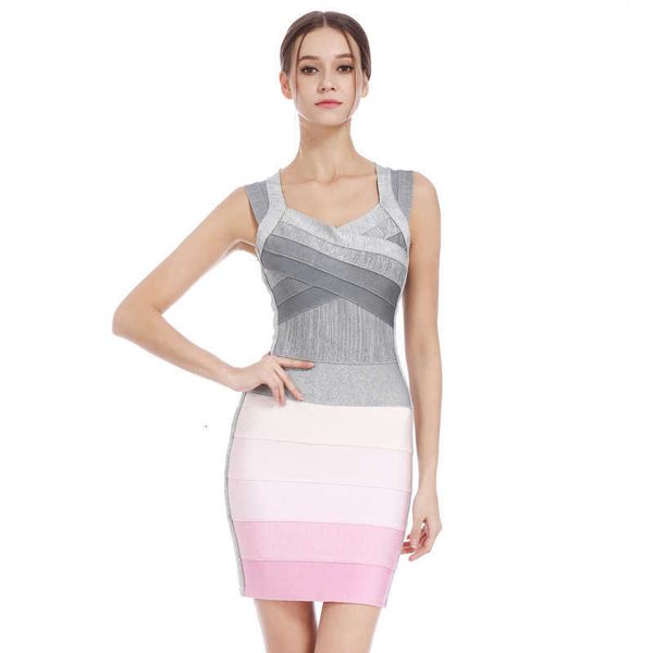

luxury casual dresses gradient tight elastic rayon backls bandage drs, Black;gray