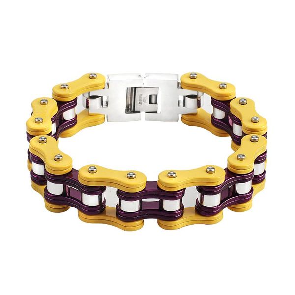 

biker bicycle motorcycle chain bracelet bangle punk 316l stainless steel men yellow purple bracelets bangles personnalisable link,, Black