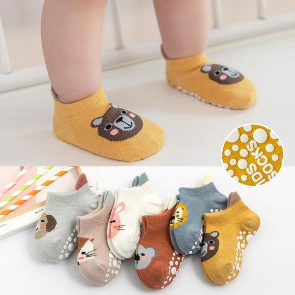 

cartoon animal baby socks soft cotton girl boys kids toddler floor anti slip summer autumn, Pink;yellow