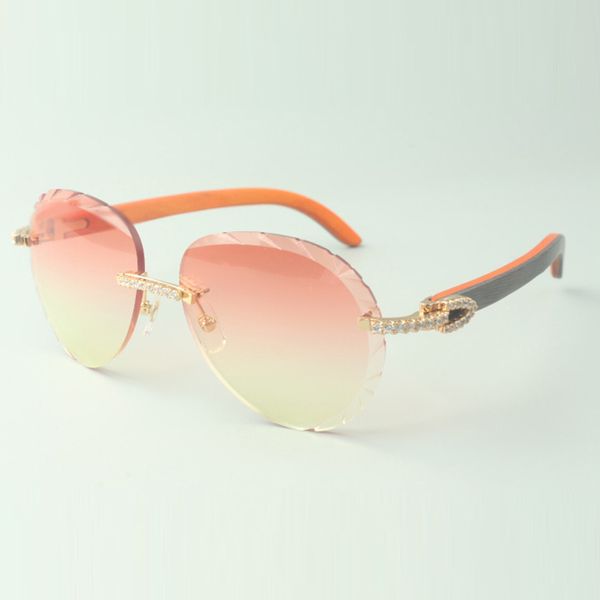 2022 occhiali da sole classici con diamanti medi 3524027 con occhiali con aste in legno naturale arancione, vendita diretta, misura: 18-135 mm