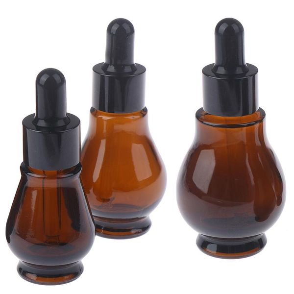 

storage bottles & jars 1pcs 10/20/30/ml essential oil perfume pipette empty container amber glass dropper bottle refillable