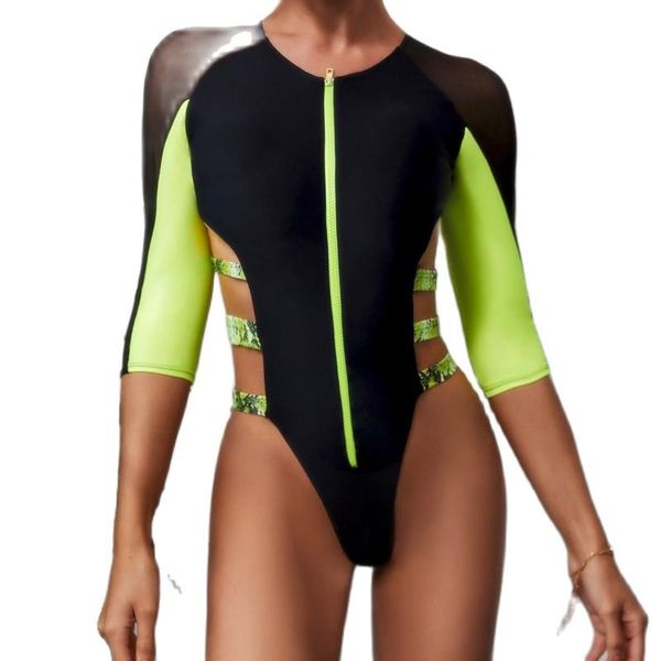 

one-piece suits one piece stitched zipper women's swimsuit