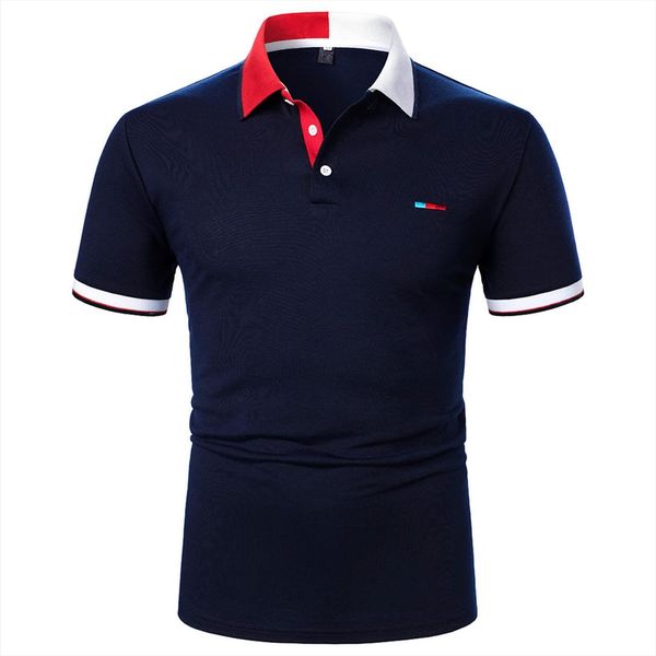 

patchwork shirt short sleeve contrast men polo clothes summer streetwear casual fashion cloth, White;black