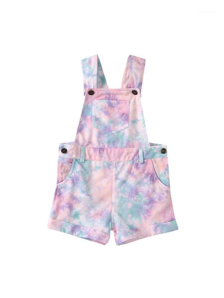 

jumpsuits toddler baby girl's suspender pants, tie-dye printing sleeveless outfits casual square collar onepiece clothing1, Blue