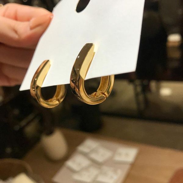 

hoop & huggie yaologe 925 sterling silver korean u-shaped geometric earrings female simplicity retro jewelry, Golden;silver