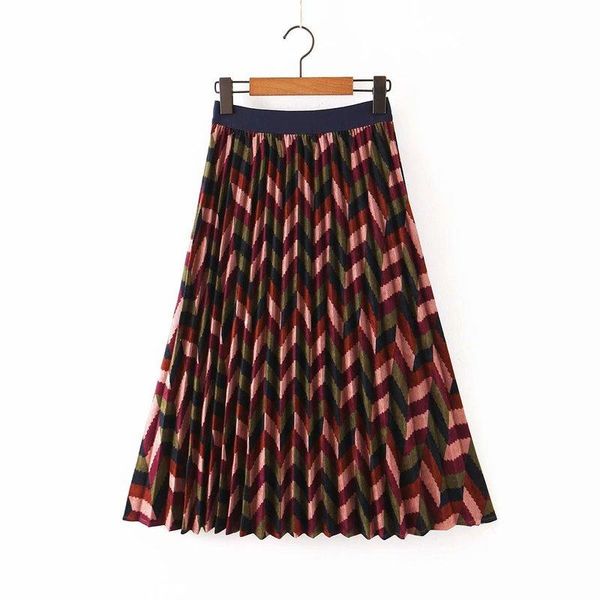

skirts xq8-48-a241 european and american fashion geometric print half skirt, Black