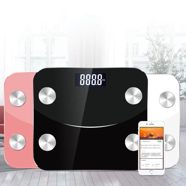 Inteligente Body Fat Scale App Inteligente Escala Sem Fio para Peso Corporal Corporal Corporal Gorda Muscão Muscão Massa Bmi Mass Mass Visceral Fat etc - Preto