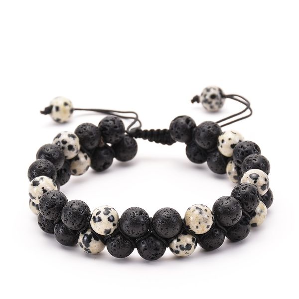 

8mm lava rock bead bracelet for men women adjustable double braided rope essential oil diffuser bracelet natural stone bracelets, Golden;silver