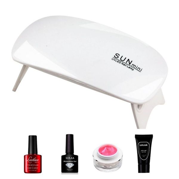

1+4 set nail dryer lamp kits mini 6w led uv portable 45s/60s timer setting with polish extension point glue gel base dryers