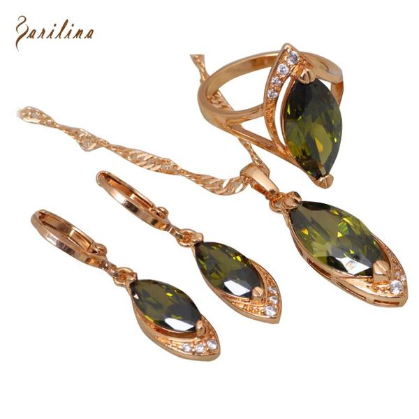 

earrings & necklace 2021 glam luxe mysterious yellow gold peridot pendant/ring/earrings jewelry sets size 6 7 8 9 10 s066, Silver