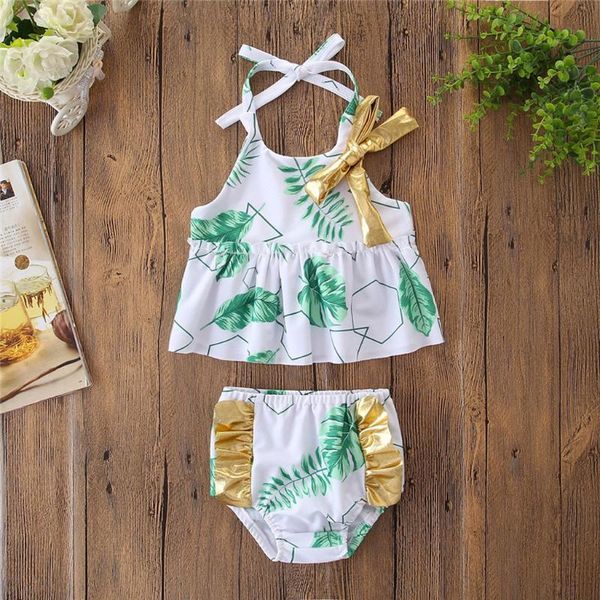 

one-pieces children swimwear toddler kids girl baby two-pieces floral printed bow summer beach bathing bikini swimsuit set c#, Black