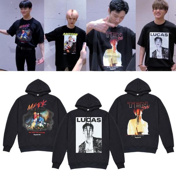 

women's hoodies & sweatshirts super m kpop superm sweatshirt jacket casual oversized hoodie plus size 4xl ten mark kai merchandise, Black