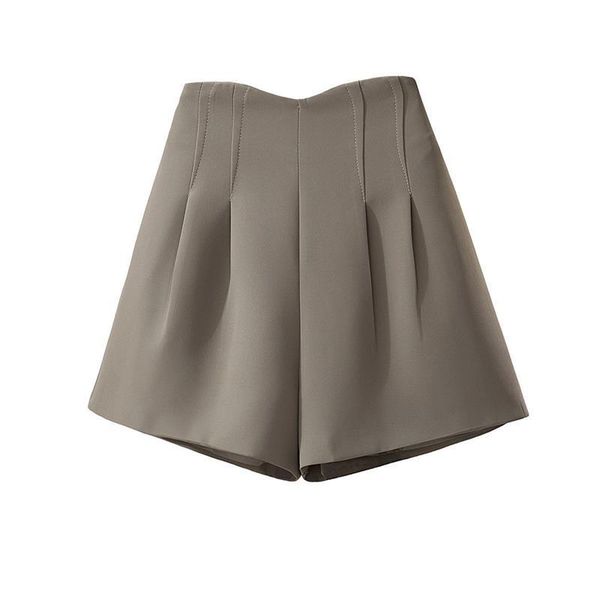 

women's shorts 2021 autumn winter high-waist a-line pants wide leg suit woolen casual black khaki bud female, White;black