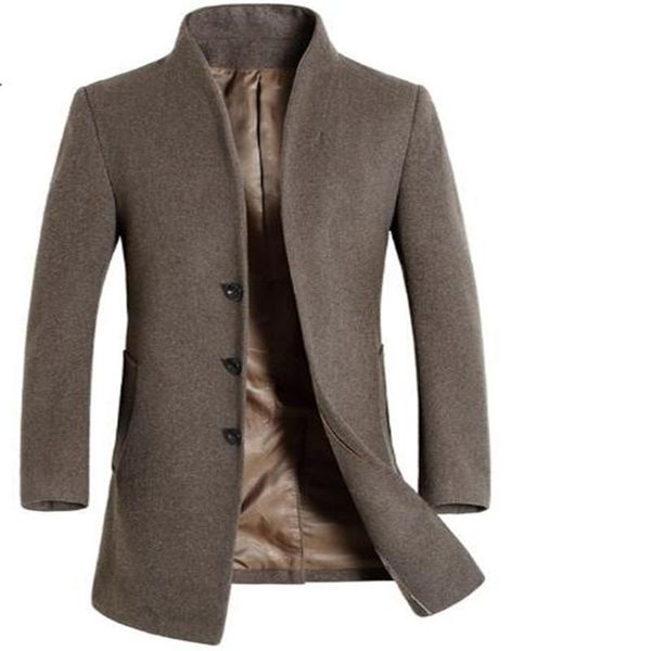 Männer Trenchcoats 2021 Winter Männer Wollmantel Lange Slim Fit Mantel Hohe Qualität Mode Oberbekleidung