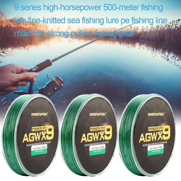 

braid line angryfish diominate x9 pe 9 strands weaves braided dark super green 300m/327yds 15lb-100lb strong fishing m4i2