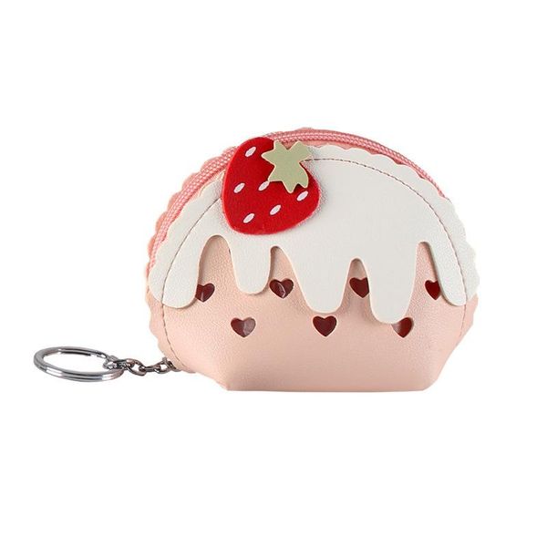 

keychains cute strawberrymini backpack coin bag women small wallet pu keychain purses keyfob, Silver