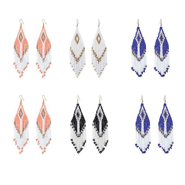 

dangle & chandelier fashion earrings, ladies' rice beads tassel earrings accessories, handmade alloy jewelry, gifts, jewelry, Silver
