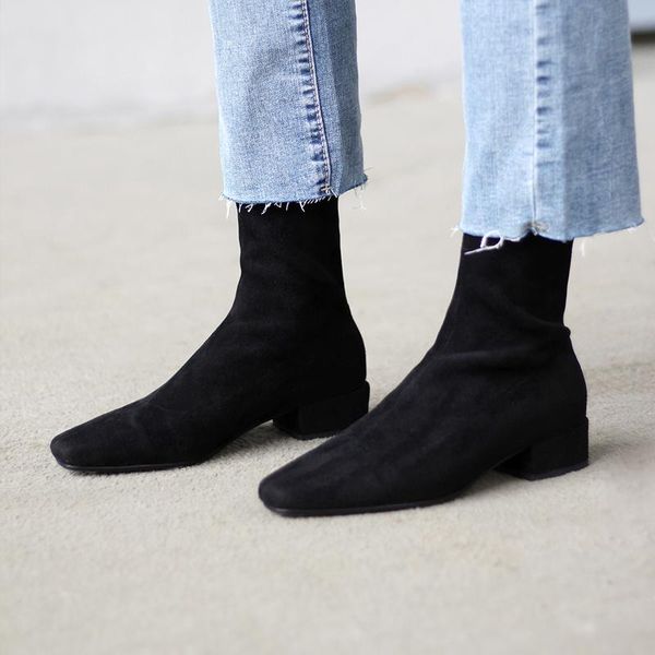 

boots ins women ankle british style casual fashion internal leather european and american sheepskin insole + pigskin lining, Black