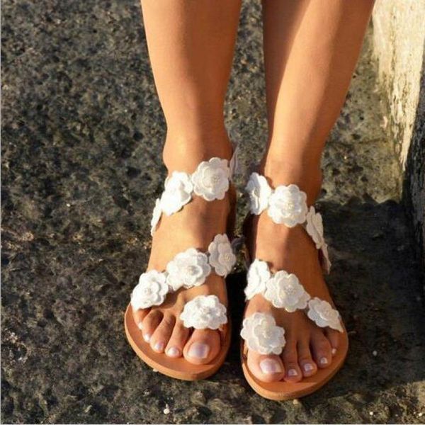 

sandals 2021 summer cool and comfortable leisure flower flat round toe women's, Black
