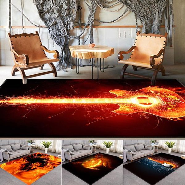 

carpets creative flame guitar pattern for living room bedroom floor mats flannel 3d printing kids birthday party play area rugs