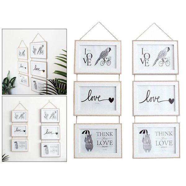 

connected combination wall hanging po frame seamless nail european solid wooden clip paper picture holder decor frames