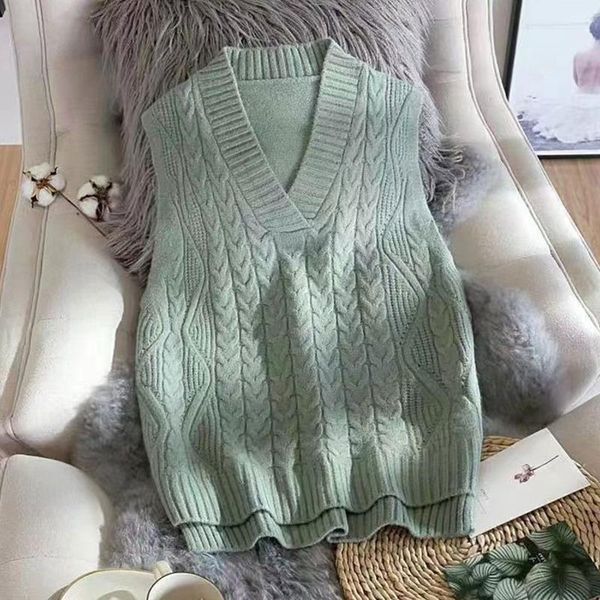 

women's vests sweater vest women solid short jumpers loose korean style sleeveless knitted v-neck all-match female waist coats, Black;white