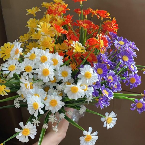 

decorative flowers & wreaths artificial daisy 6 bundles outdoor fake florals for decoration no fade faux plastic flower porch window garden
