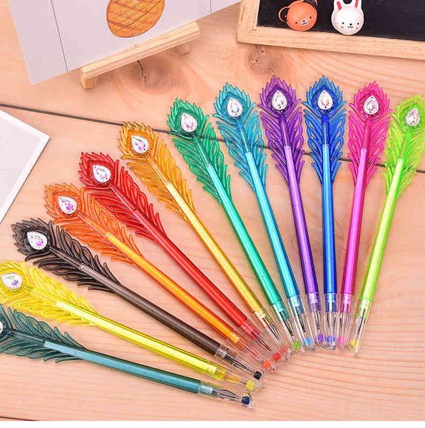 

pen peacock neutral creative stationery peacock feather neutral korean student stationery head colorful signature