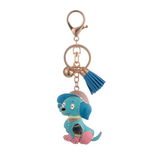 

keychains drip alloy keychain chaveiro drop oil glaze little dog women stainless key ring, Silver