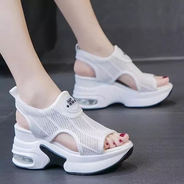 

sandals height increasing insole sports for women 2021 summer fashion roman style wedge platform internet, Black