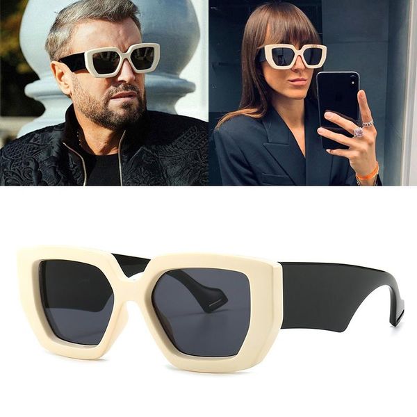 

sunglasses 2021 fashion women square ladies vintage oversized sun glasses female big frame uv400, White;black