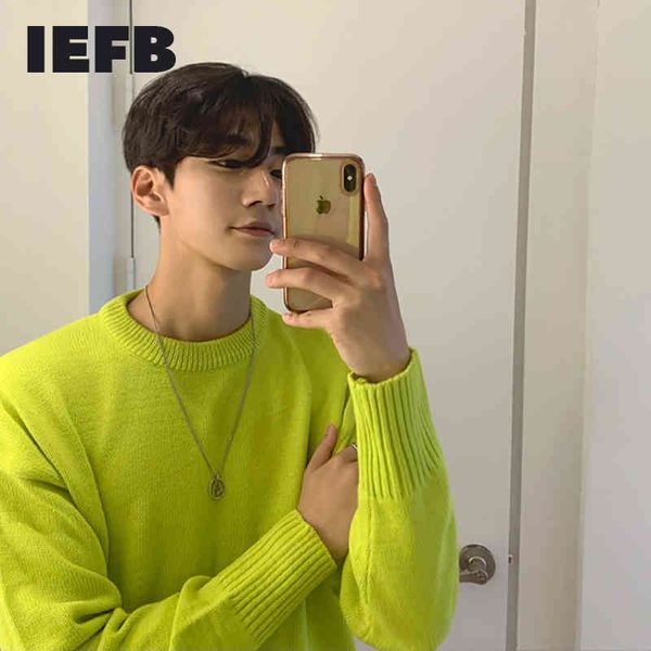 IEFB мужской свитер корейские дна топы Trend Trend осень и зима верхняя одежда утолщенная трикотаж для мужчин круглый воротник ткань 9Y4544 210524