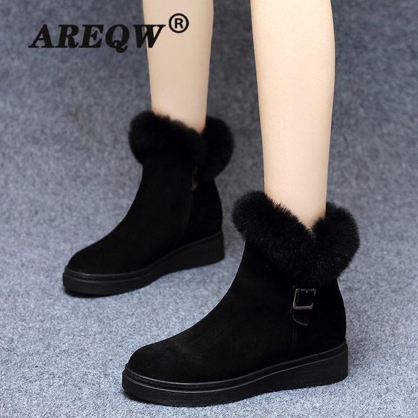 

boots 2021 women winter snow female duantong warm flat with shoes tide, Black