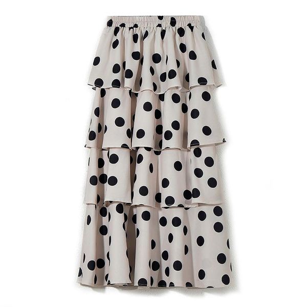 

skirts [ewq] 2021 spring sweet high waist multi-layer fashion trend all-match polka dot cake skirt qz613, Black
