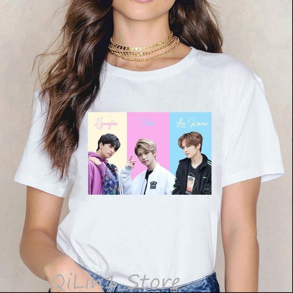 

women t shirts kpop stray kids i am you tshirt vogue funny korean clothes streetwear female hip hop rock, White