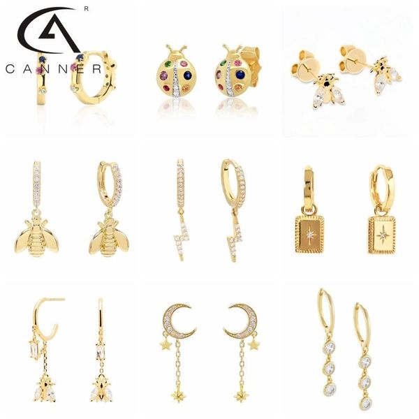 

hoop & huggie canner trend insects stars moon gold earrings for women pendientes piercing earring girl unique party fine jewelry gift, Golden;silver