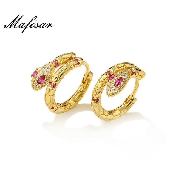 

hoop & huggie mafisar unique design cz snake earrings for women girl fashion gold color wedding jewelry wholesale, Golden;silver