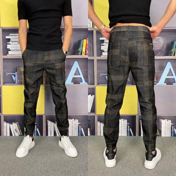 

men's jeans fashions black kpop men streetwear korean style denim trousers 2021 patch loose clothes plus size 46 48, Blue