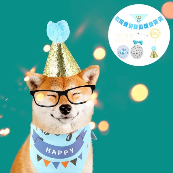 

other bird supplies 1 set dog puppy birthday party ornaments decorative banner balloons accessories